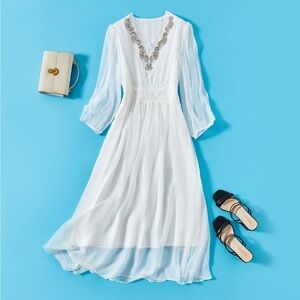 Women's 100% Silk Wrap Dress For Beach REAL SILK LIFE L-XL SK2